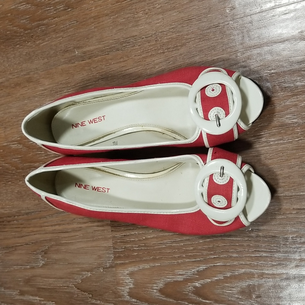 (7M) Nine West Canvas Buckle Accent Office Workwear Casual Sailor Nautical - Picture 5 of 15
